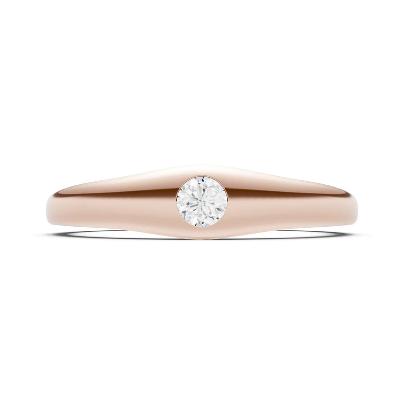 Round Gemstone Inlaid Mini Signet Ring