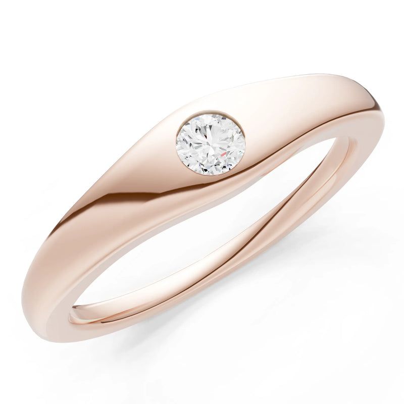 Round Gemstone Inlaid Mini Signet Ring