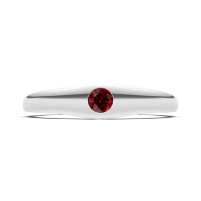 Round Gemstone Inlaid Mini Signet Ring