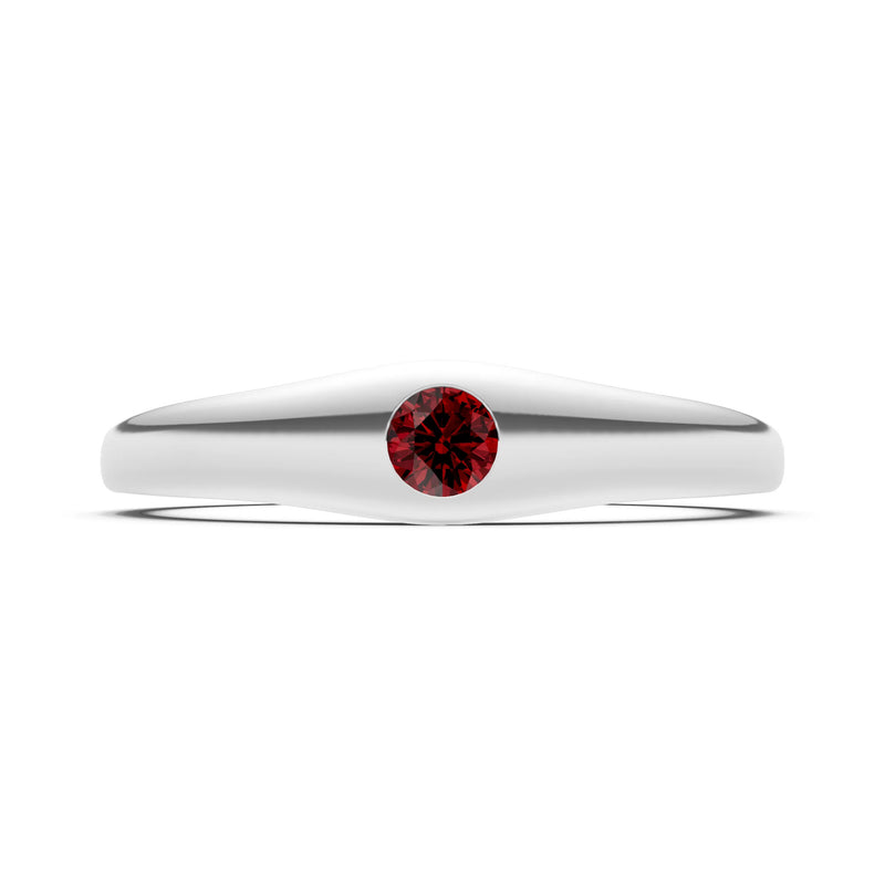 Round Gemstone Inlaid Mini Signet Ring