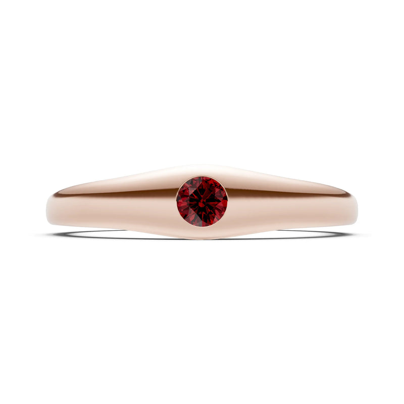 Garnet Flush-Set Round Gemstone Mini Signet Ring