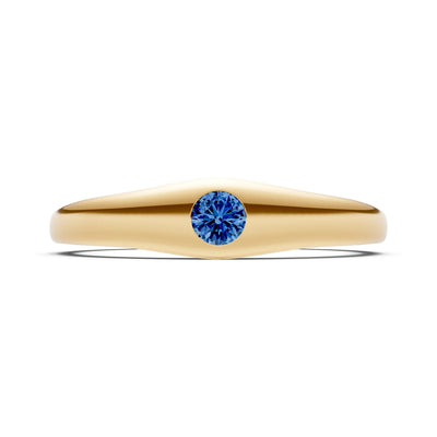 Round Gemstone Inlaid Mini Signet Ring