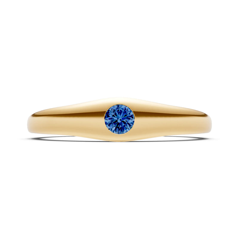 Round Gemstone Inlaid Mini Signet Ring