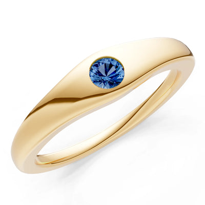 Round Gemstone Inlaid Mini Signet Ring