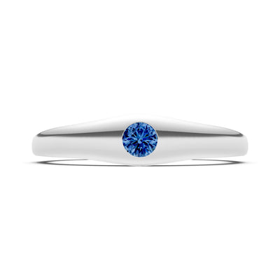 Round Gemstone Inlaid Mini Signet Ring