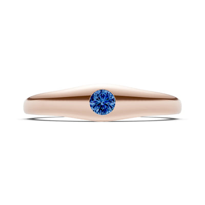 Round Gemstone Inlaid Mini Signet Ring