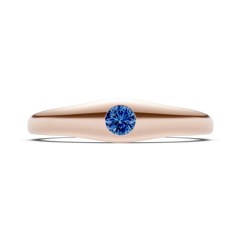 Round Gemstone Inlaid Mini Signet Ring