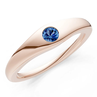 Round Gemstone Inlaid Mini Signet Ring