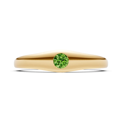 Peridot Flush-Set Round Gemstone Mini Signet Ring