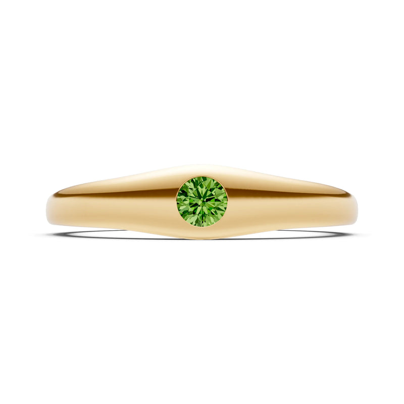 Peridot Flush-Set Round Gemstone Mini Signet Ring