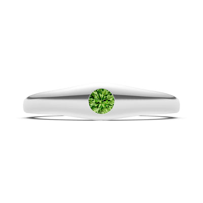 Round Gemstone Inlaid Mini Signet Ring
