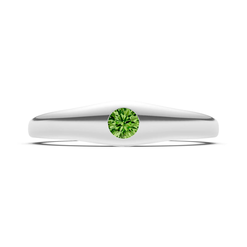 Peridot Flush-Set Round Gemstone Mini Signet Ring