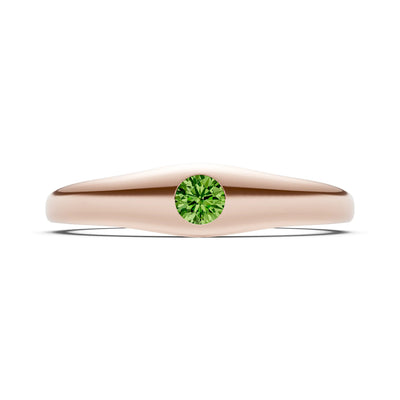 Round Gemstone Inlaid Mini Signet Ring