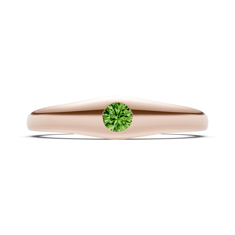 Round Gemstone Inlaid Mini Signet Ring