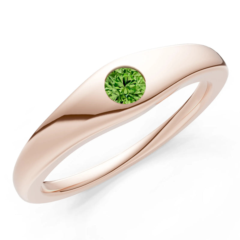 Round Gemstone Inlaid Mini Signet Ring