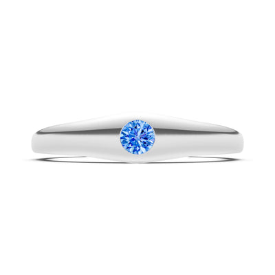 Round Gemstone Inlaid Mini Signet Ring