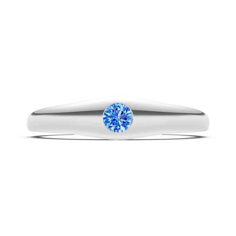 Round Gemstone Inlaid Mini Signet Ring