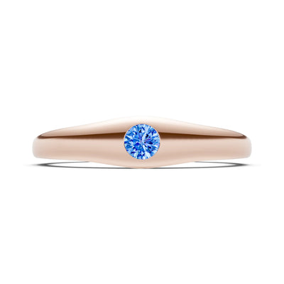 Round Gemstone Inlaid Mini Signet Ring