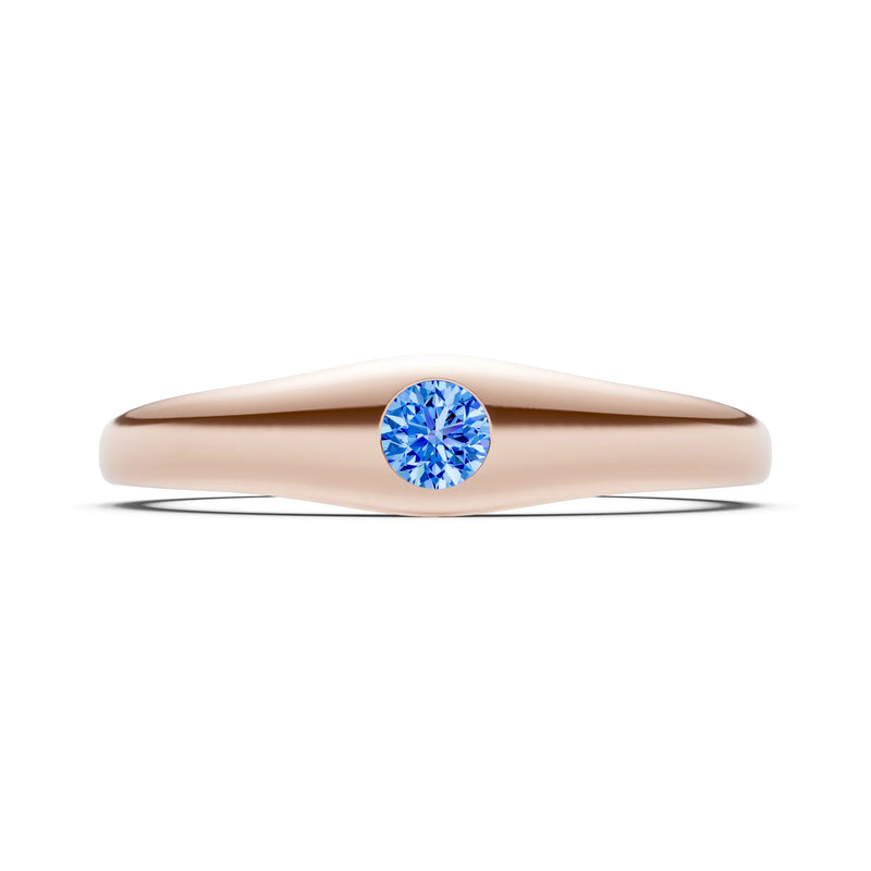 Round Gemstone Inlaid Mini Signet Ring
