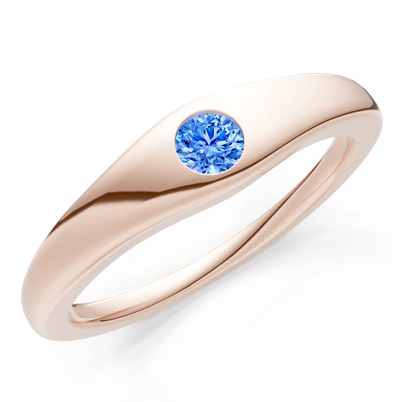 Round Gemstone Inlaid Mini Signet Ring