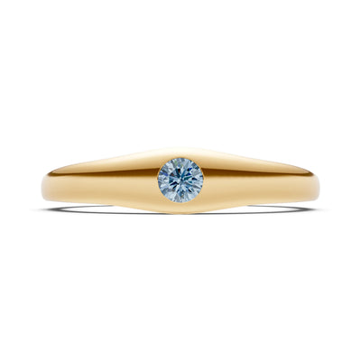 Round Gemstone Inlaid Mini Signet Ring