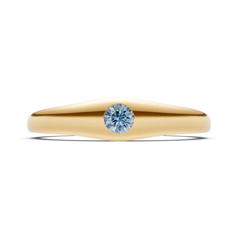Round Gemstone Inlaid Mini Signet Ring