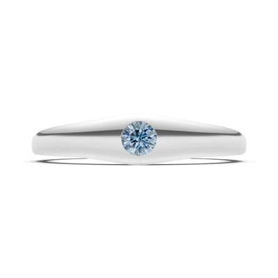 Round Gemstone Inlaid Mini Signet Ring