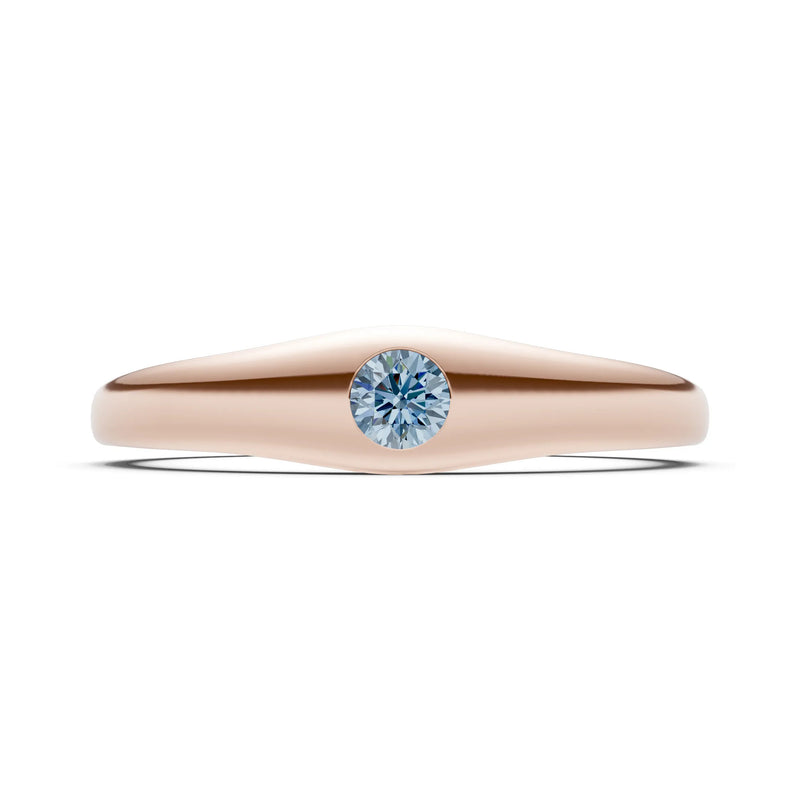 Round Gemstone Inlaid Mini Signet Ring