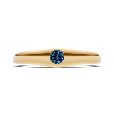 Alexandrite Flush-Set Round Gemstone Mini Signet Ring
