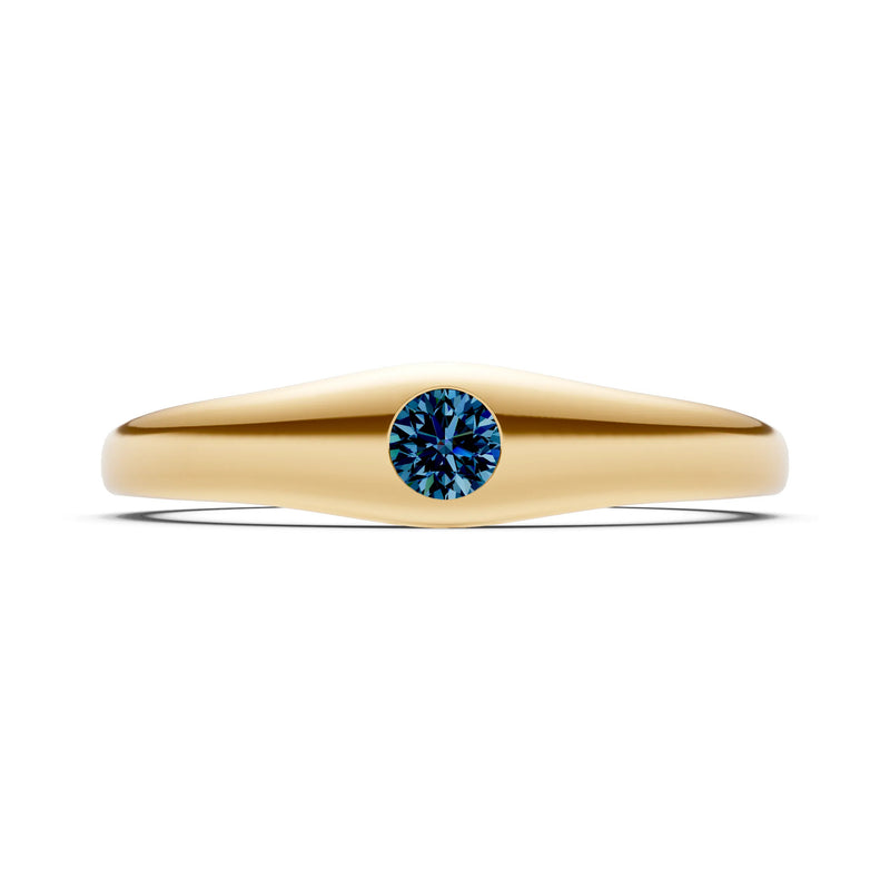 Round Gemstone Inlaid Mini Signet Ring