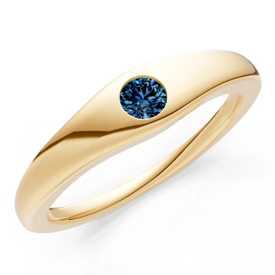 Round Gemstone Inlaid Mini Signet Ring