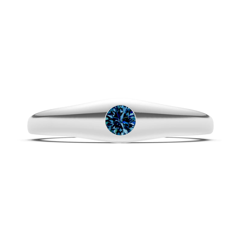 Round Gemstone Inlaid Mini Signet Ring