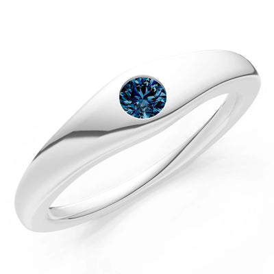 Round Gemstone Inlaid Mini Signet Ring