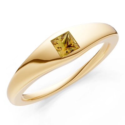 Princess Cut Gemstone Inlaid Mini Signet Ring
