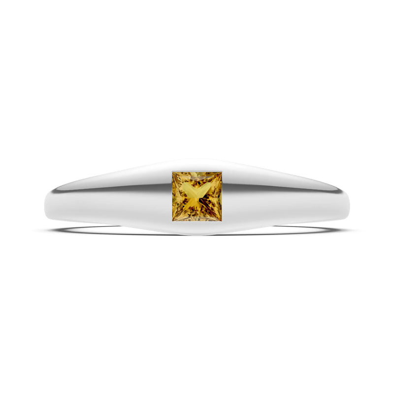 Princess Cut Gemstone Inlaid Mini Signet Ring