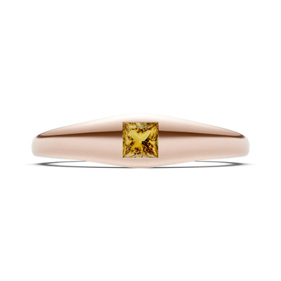 Princess Cut Gemstone Inlaid Mini Signet Ring
