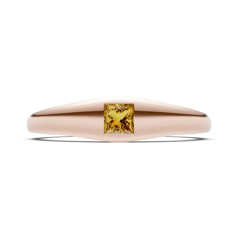 Princess Cut Gemstone Inlaid Mini Signet Ring