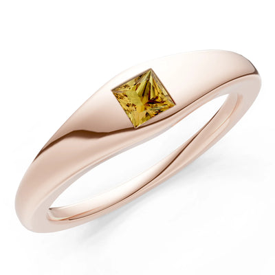 Princess Cut Gemstone Inlaid Mini Signet Ring