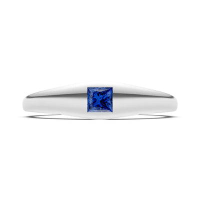 Princess Cut Gemstone Inlaid Mini Signet Ring