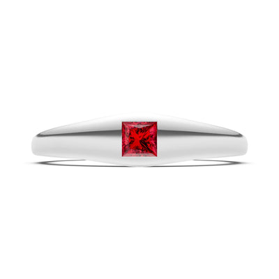 Princess Cut Gemstone Inlaid Mini Signet Ring