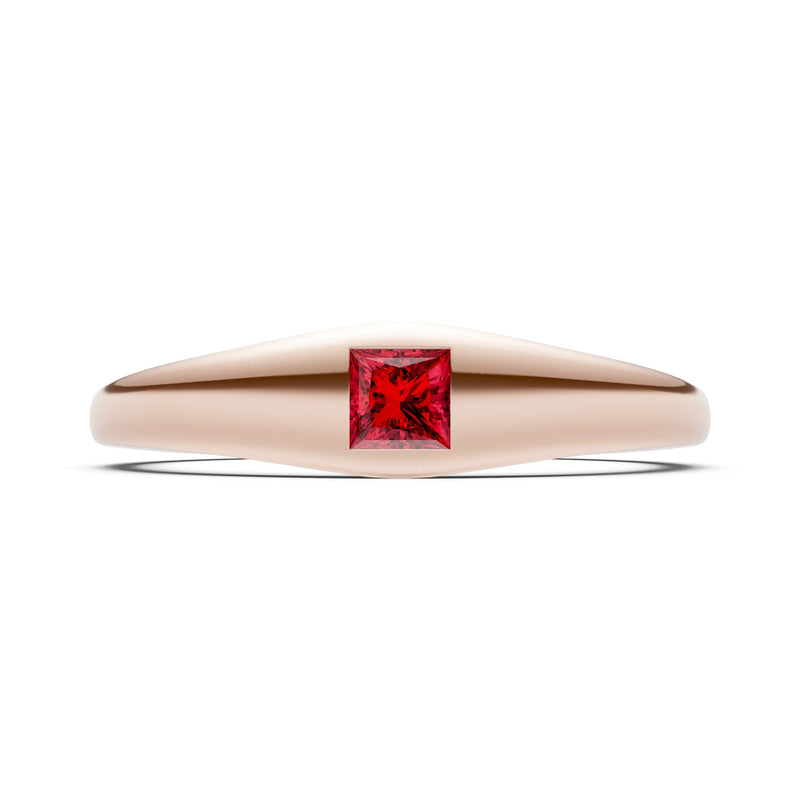 Princess Cut Gemstone Inlaid Mini Signet Ring