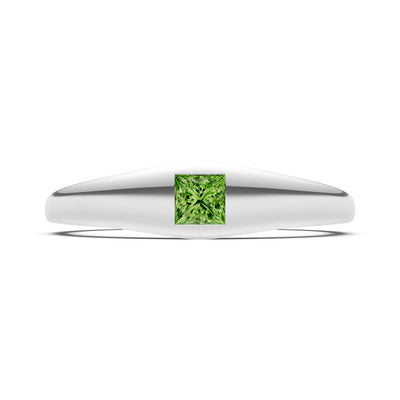Princess Cut Gemstone Inlaid Mini Signet Ring