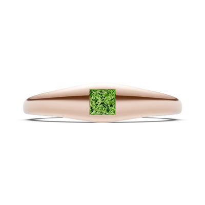 Princess Cut Gemstone Inlaid Mini Signet Ring