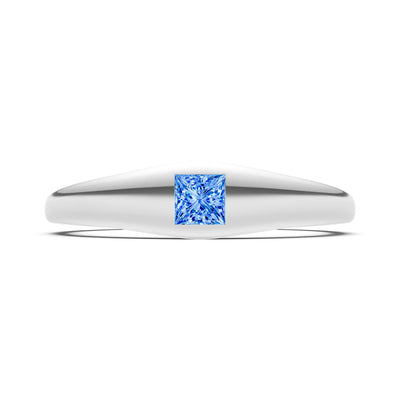 Princess Cut Gemstone Inlaid Mini Signet Ring