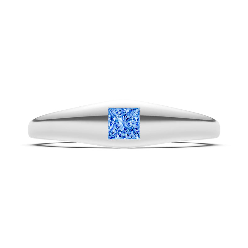 Princess Cut Gemstone Inlaid Mini Signet Ring
