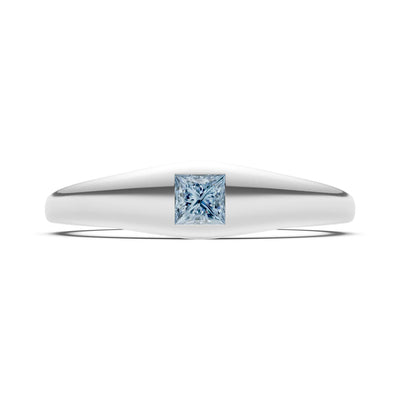 Princess Cut Gemstone Inlaid Mini Signet Ring