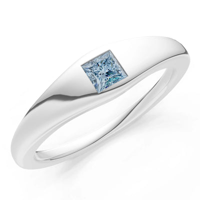 Princess Cut Gemstone Inlaid Mini Signet Ring