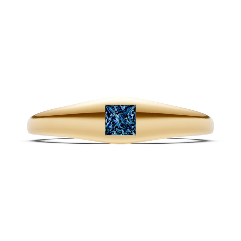 Princess Cut Gemstone Inlaid Mini Signet Ring