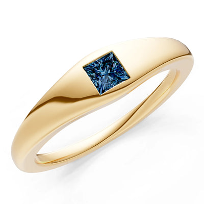 Princess Cut Gemstone Inlaid Mini Signet Ring