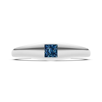 Princess Cut Gemstone Inlaid Mini Signet Ring